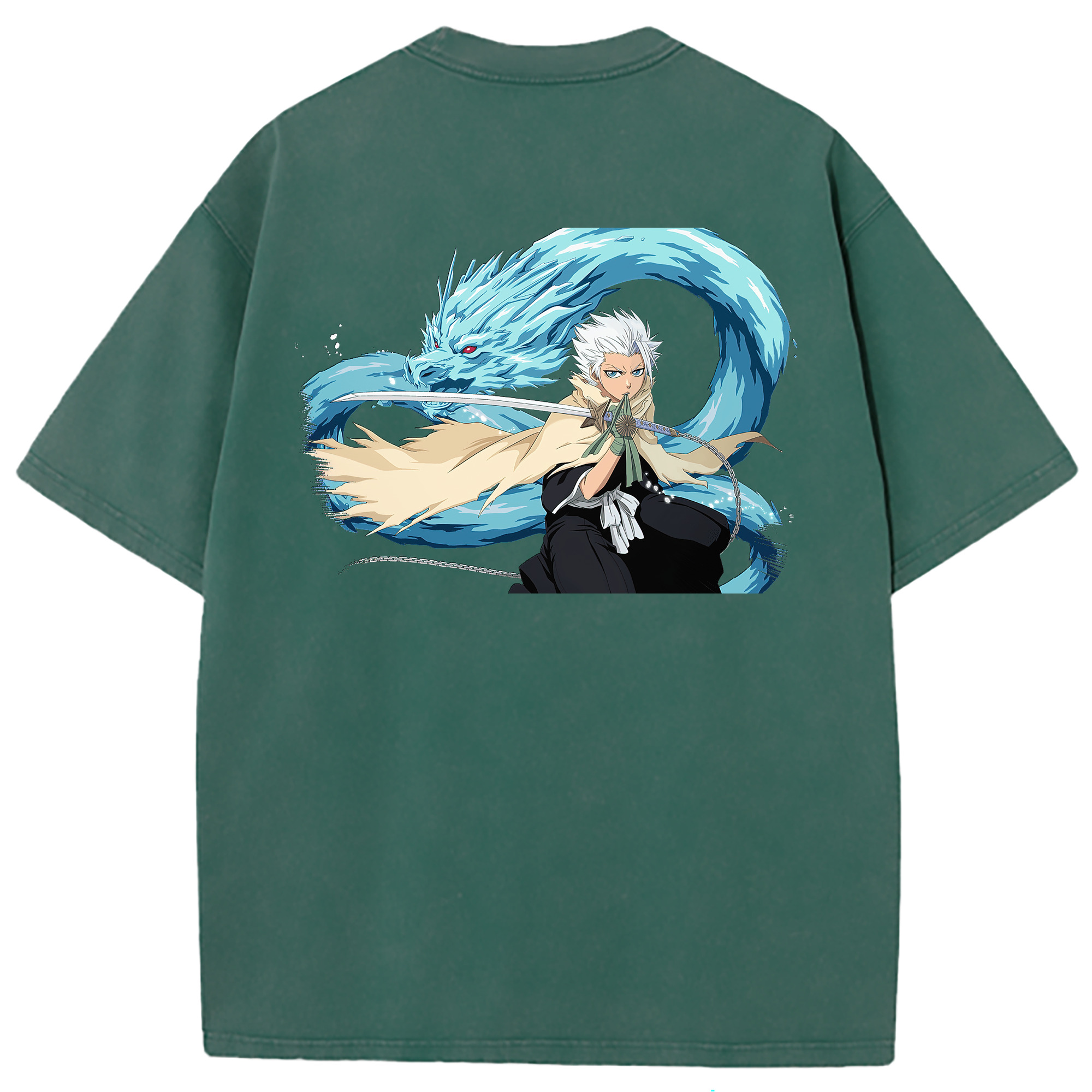 （画像用） ブリーチ 日番谷冬獅郎（ひつがや とうしろう） BLEACH Hitsugaya Toushirou 綿100% ヴィンテージ風 半袖Tシャツ（背面プリント）